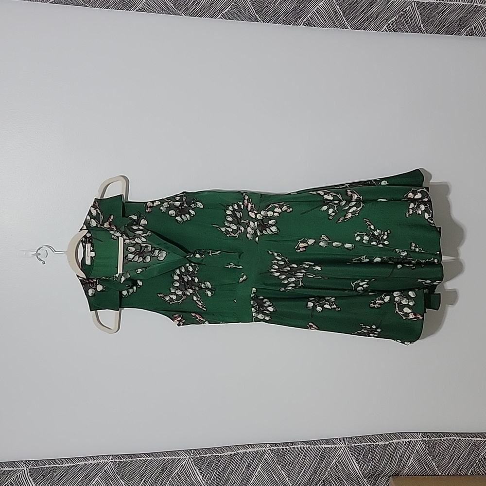 Green Lavender Brown Collared Skater Dress